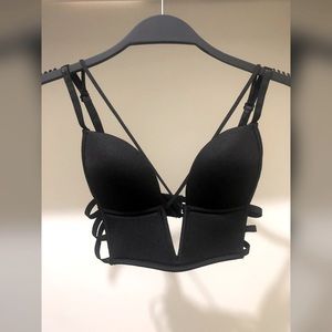 Deep v padded bustier bralette